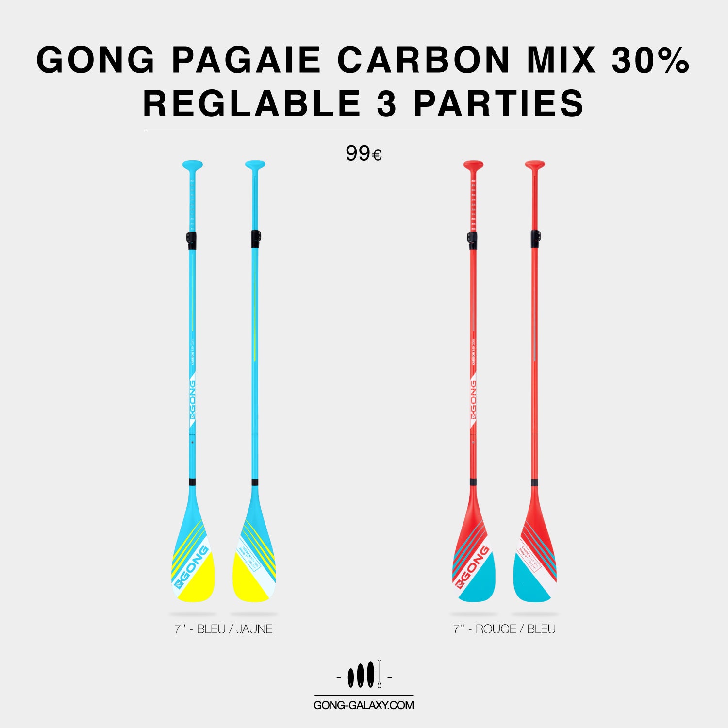 GEAR : NEW PADDLE CARBON MIX 30% ADJUSTABLE 3 PARTS !!!