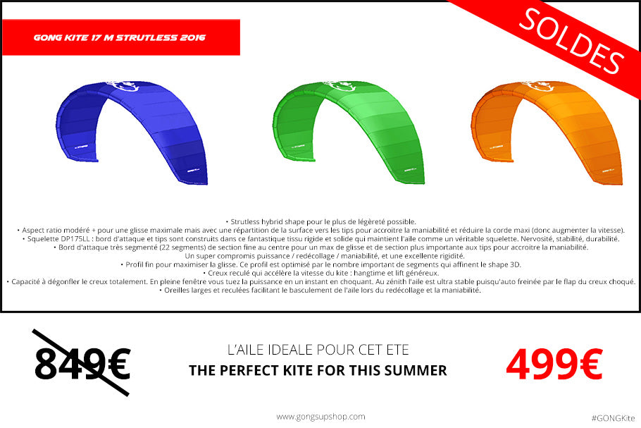 SHOP : 40% on GONG Kite Strutless 2016 !!!