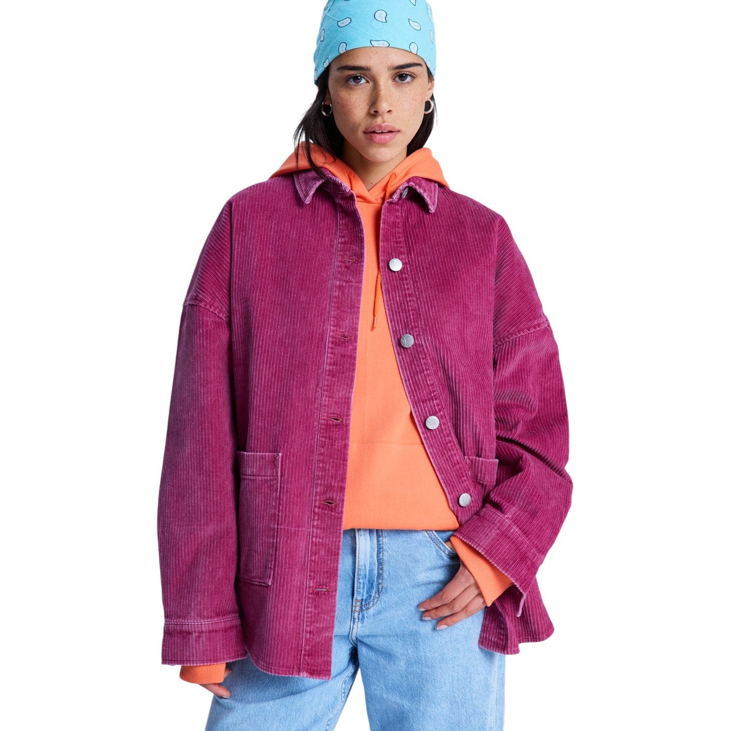 kiyoシシクイCORDUROYBAKER L.PURPLE 34 Women Corduroy Kick Back Washed Shirt - Huckleberry - Roxy - GONG