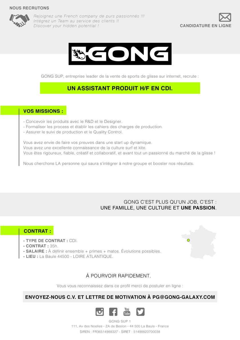 JOB : GONG RECRUTE !!!