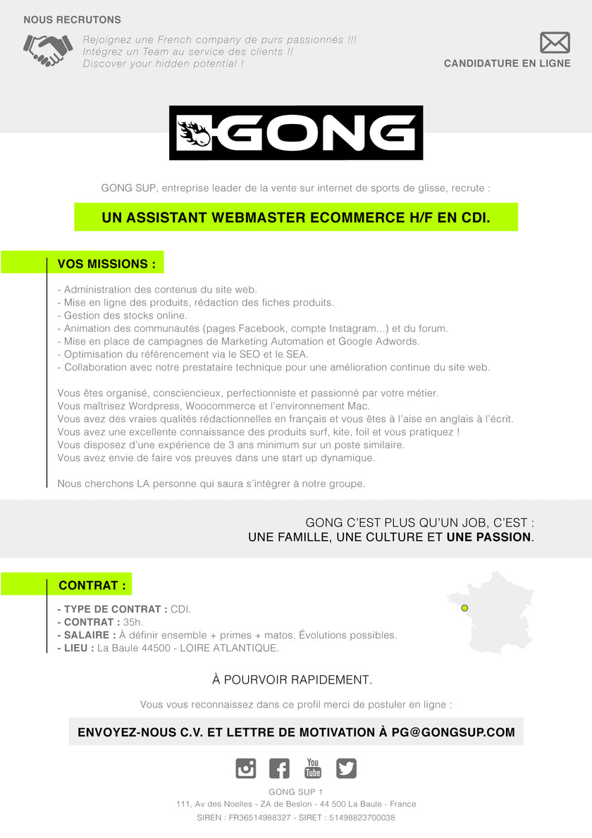 JOB : GONGS RECRUITING !!!