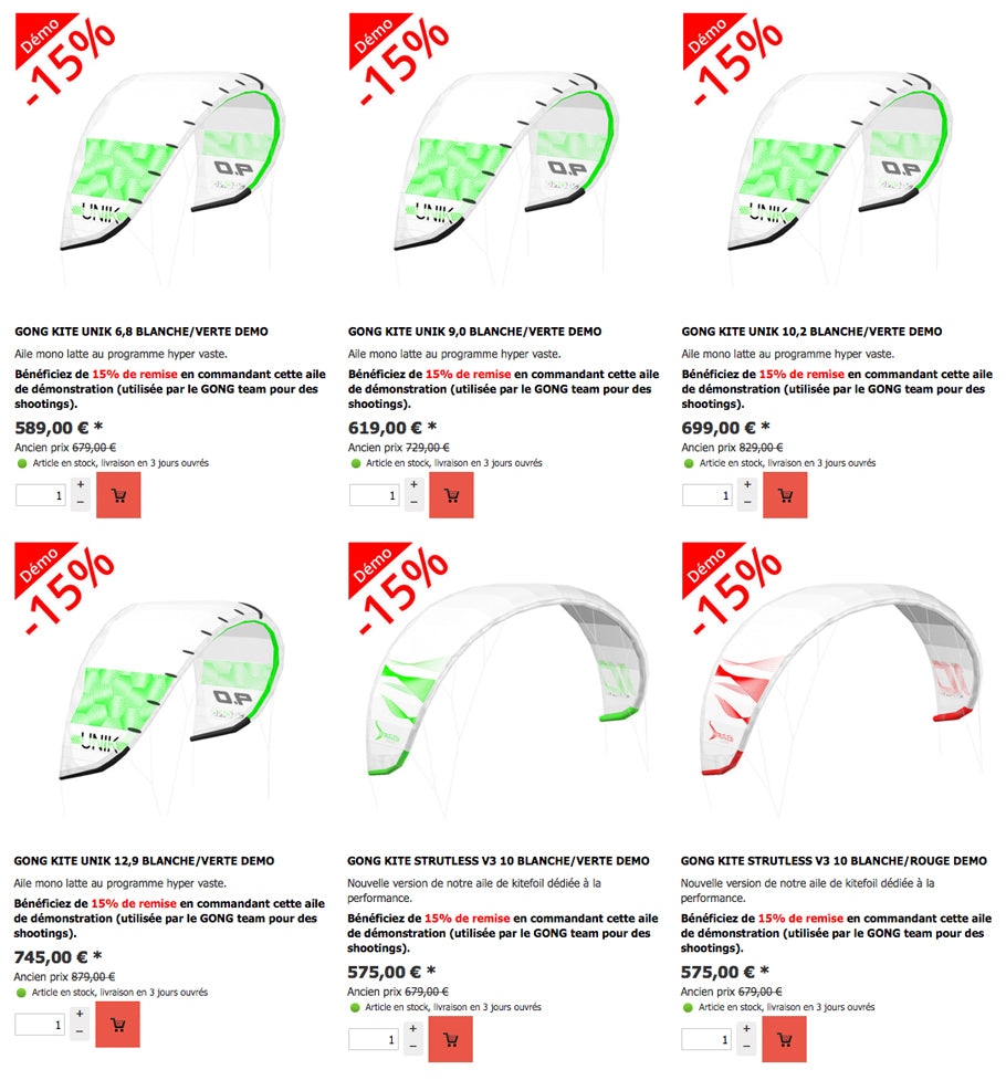 SHOP : 15% to 20% reduction on 2019 demo kites !!!
