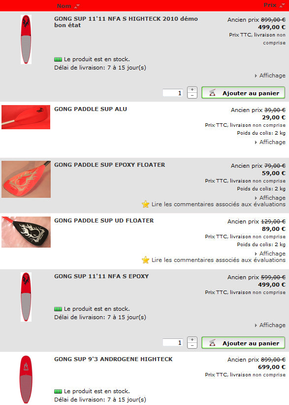 SHOP : bons plans SUP disponibles en ligne !!!