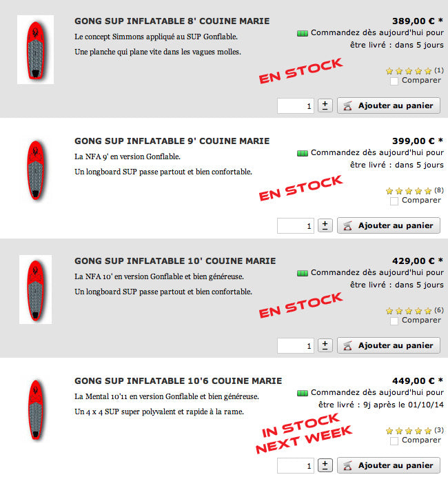 SHOP : inflatable SUP in stock !!!