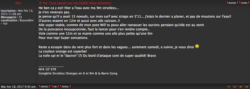 FORUM : test Strutless 9m2 !!!