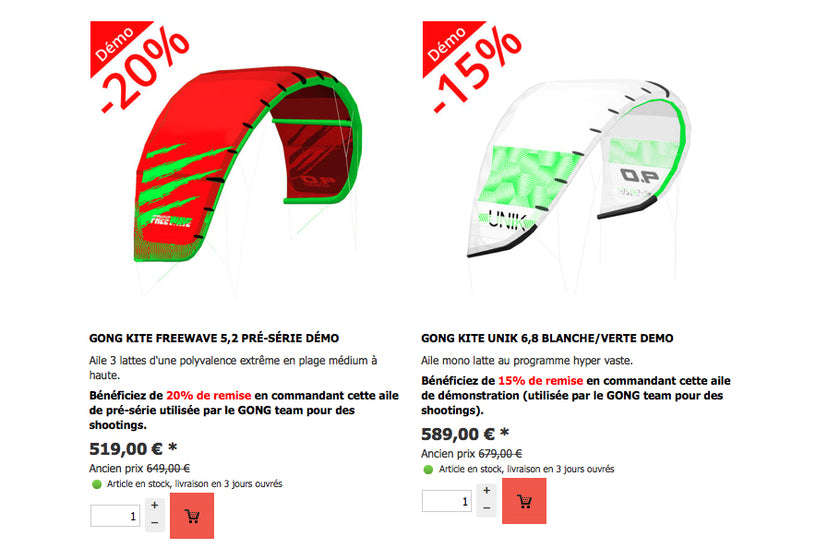 SHOP : 15% to 20% reduction on 2019 demo kites !!!