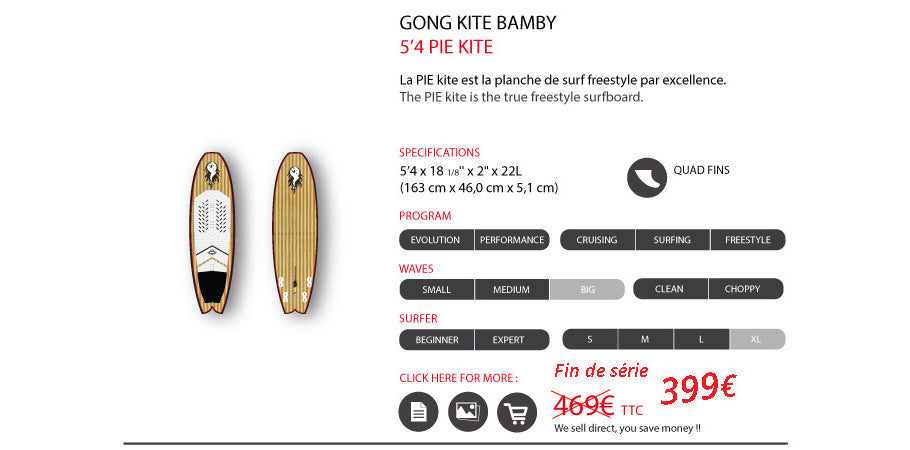 SHOP : Pie kite range 399€ !!!