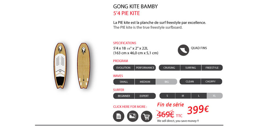 SHOP : Pie kite range 399€ !!!