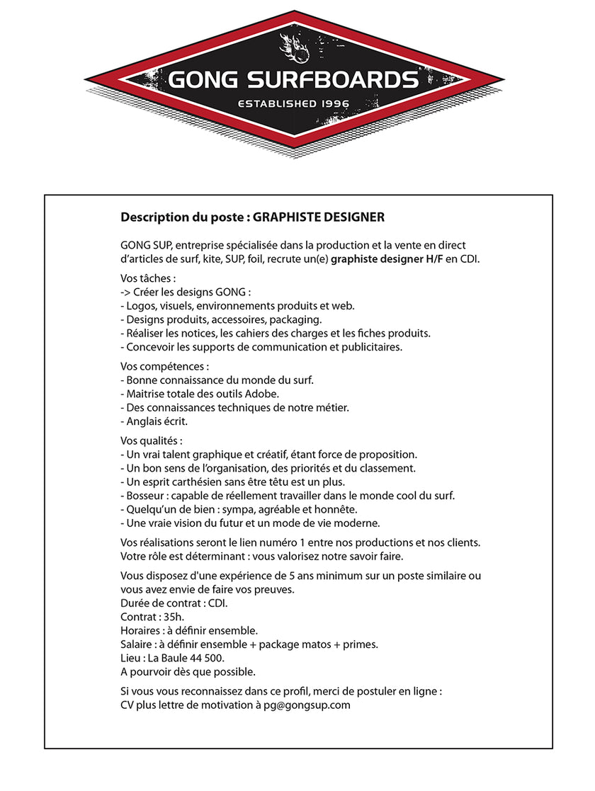 JOB : join the GONG Staff !!!