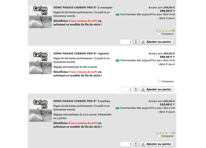 SHOP : discontinued paddles !!!