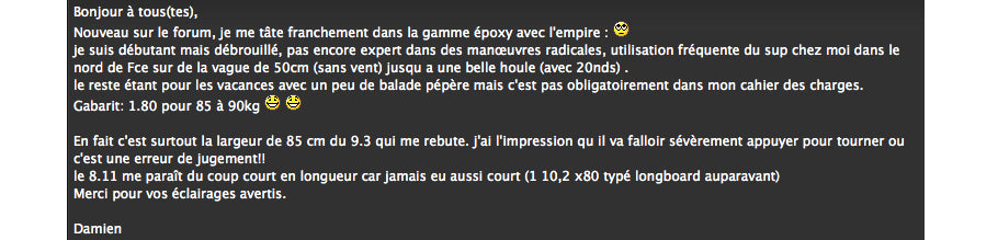 FORUM : 8'11 or 9'3 Empire !!!