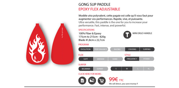 GEAR : paddle epoxy Flex adjustable !!!