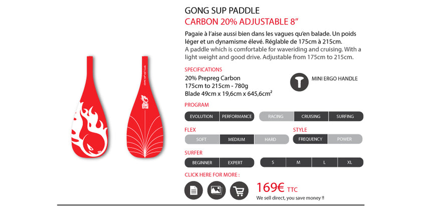 GEAR : GONG Carbon adjustable 20% 8'' !!!