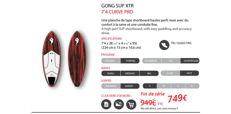 SHOP : 20% discount on GONG SUP Curve XTR !!!