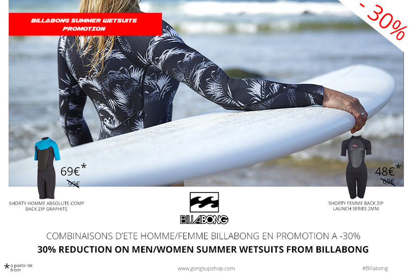 SHOP : 30% on Billabong summer wetsuits !!!