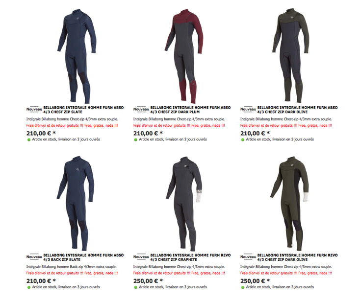 SHOP : Billabong wetsuits in stock !!!