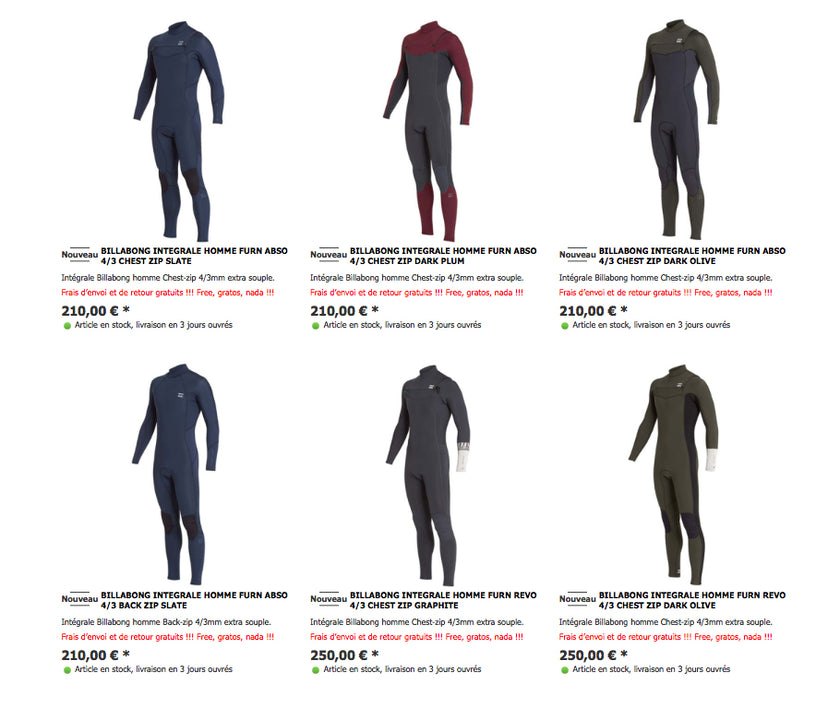 SHOP : Billabong wetsuits in stock !!!