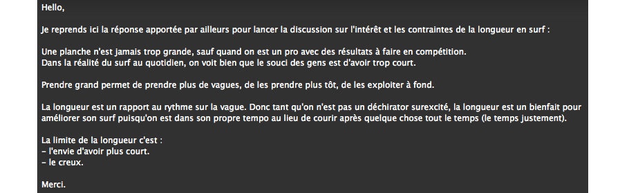 FORUM : short or long board !!!