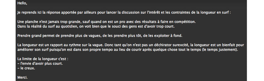 FORUM : short or long board !!!