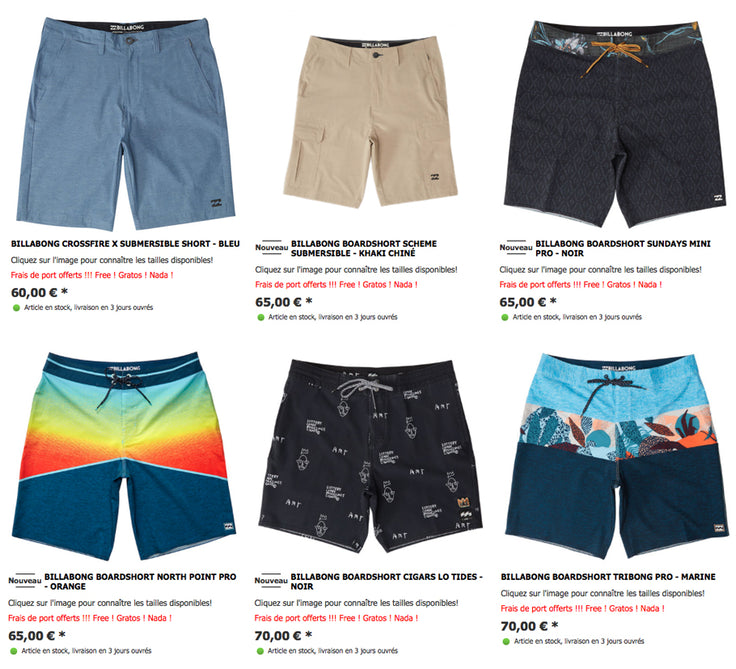 SHOP : Billabong boardshorts !!!