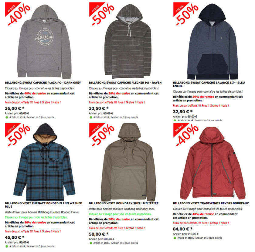 SHOP : great deals on Billabong wear !!!