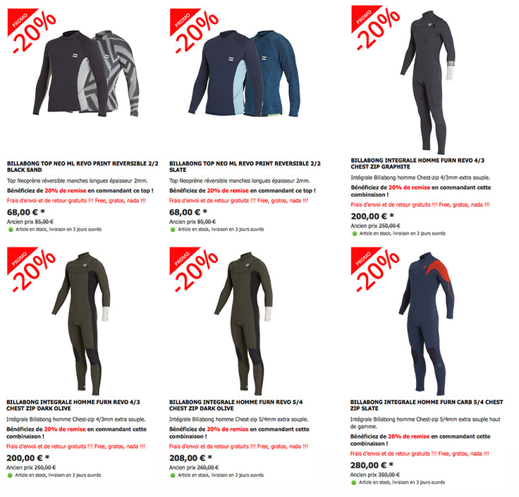 SHOP : 20% reduction on Billabong wetsuits !!!