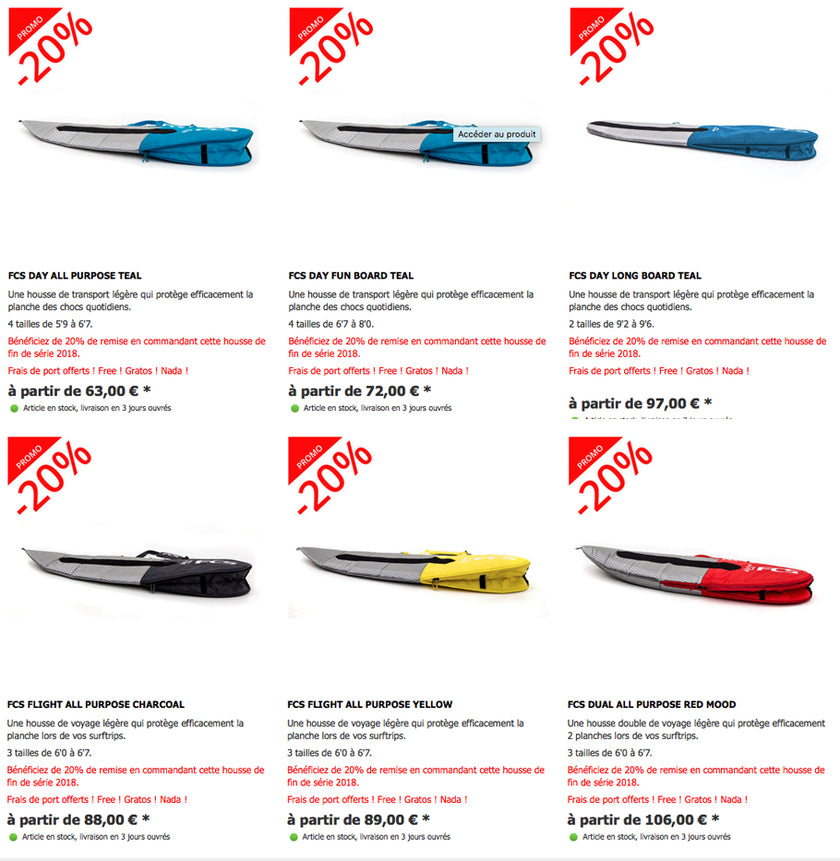 SHOP : 20% reduction on 2018 FCS boardbags !!!