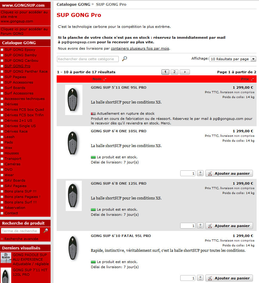 SHOP : GONG boards Dispos !!!!!