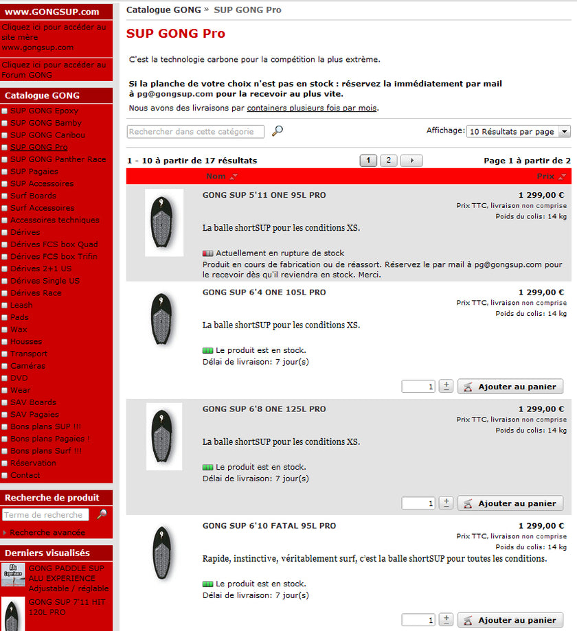 SHOP : GONG boards Dispos !!!!!