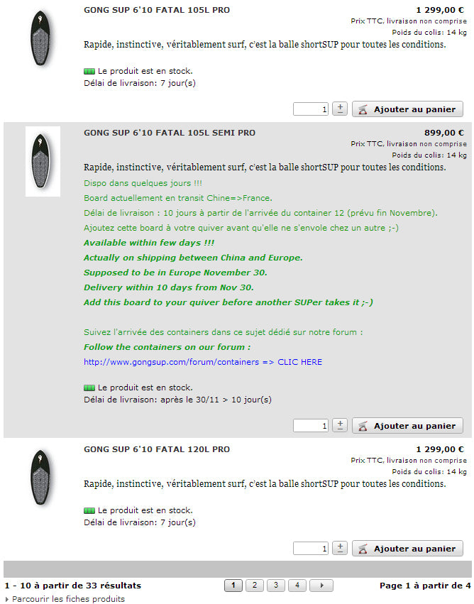 SHOP : GONG Pro and Semi Pro on line !!!