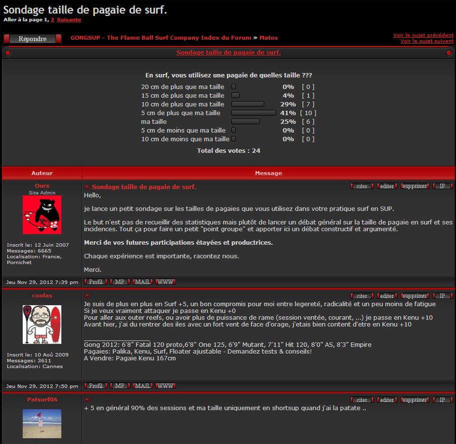 FORUM : sondage tailles de pagaies !!!