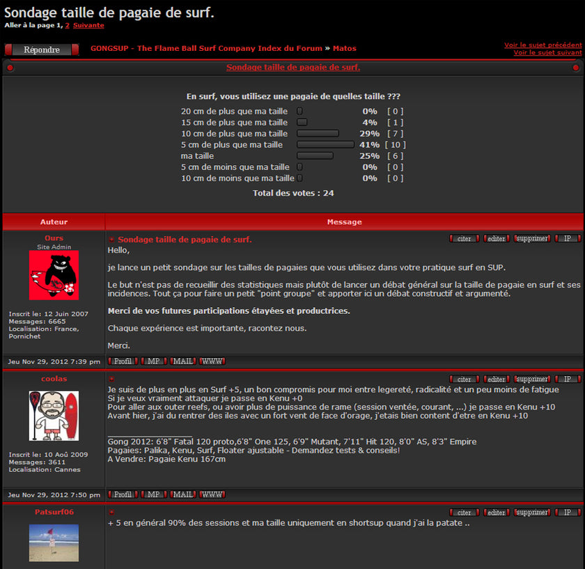 FORUM : sondage tailles de pagaies !!!