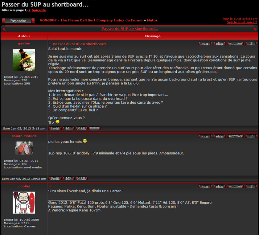 FORUM : du SUP au surf court !!!