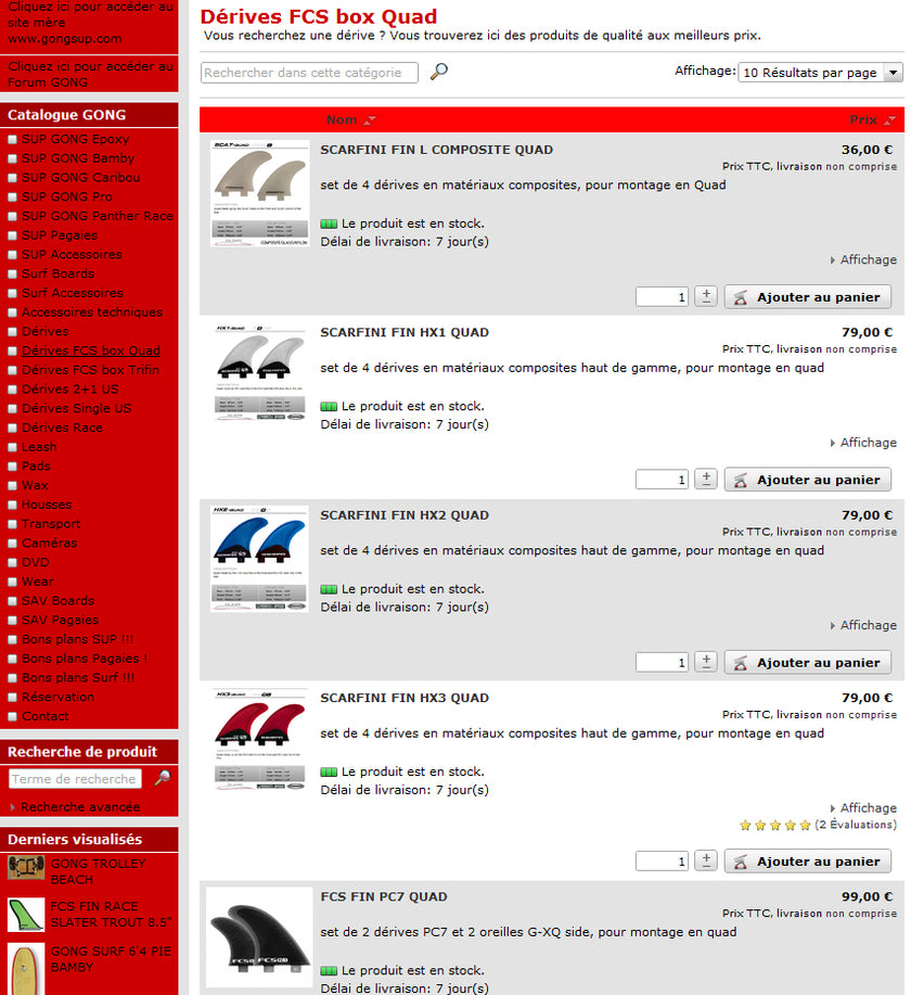 SHOP : la sélection de dérives by GONG !!!