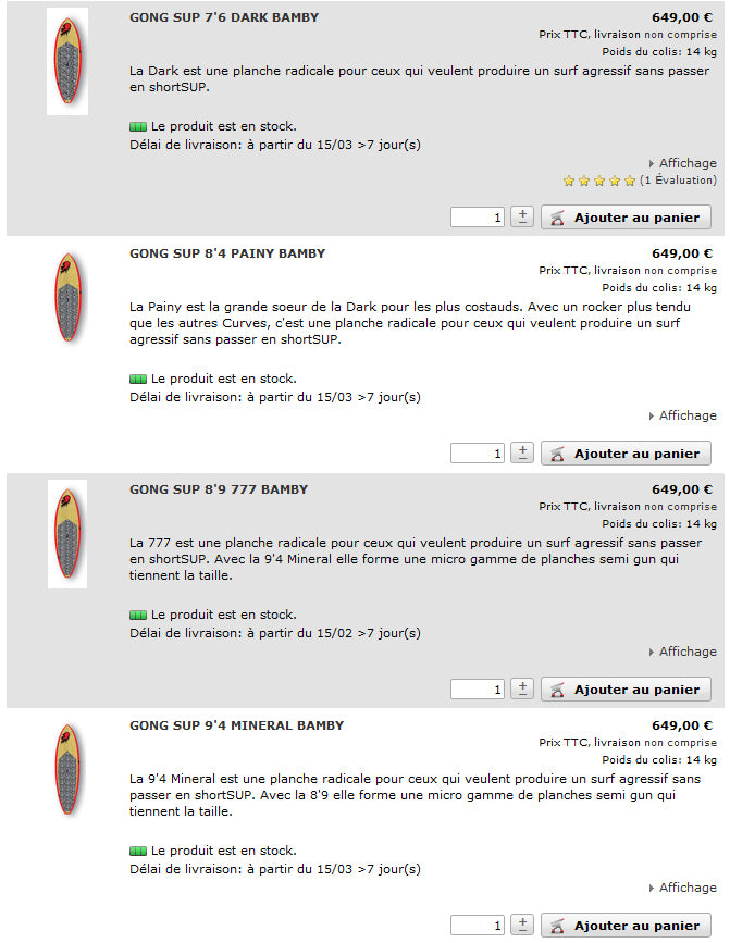 SHOP : des boards en stock !!!