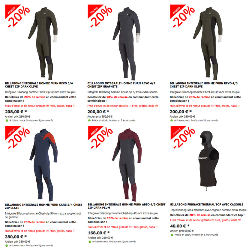 SHOP : 20% discount on Billabong Wetsuits !!!