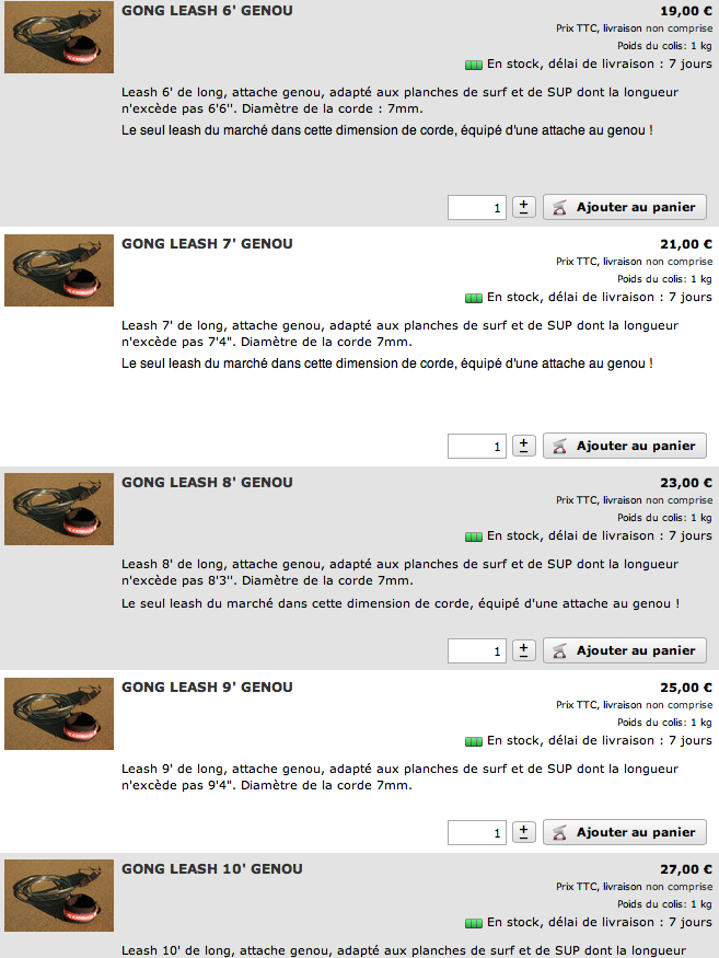 GEAR : leash GONG in stock !!!