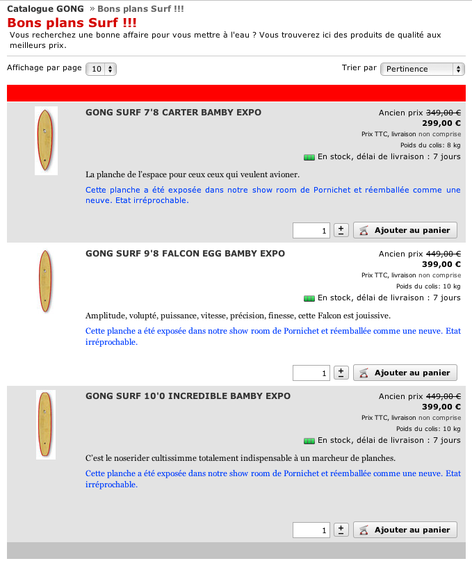 SHOP : bons plans surf !!!