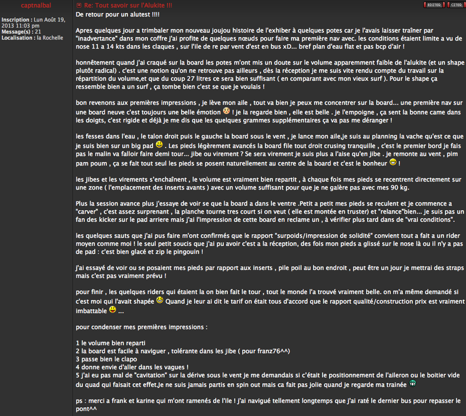 FORUM : test Alukite !!!