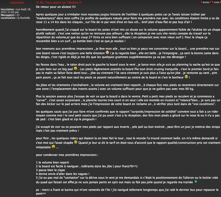 FORUM : test Alukite !!!