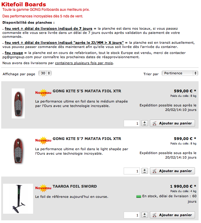 GEAR : foilboards on line !!!