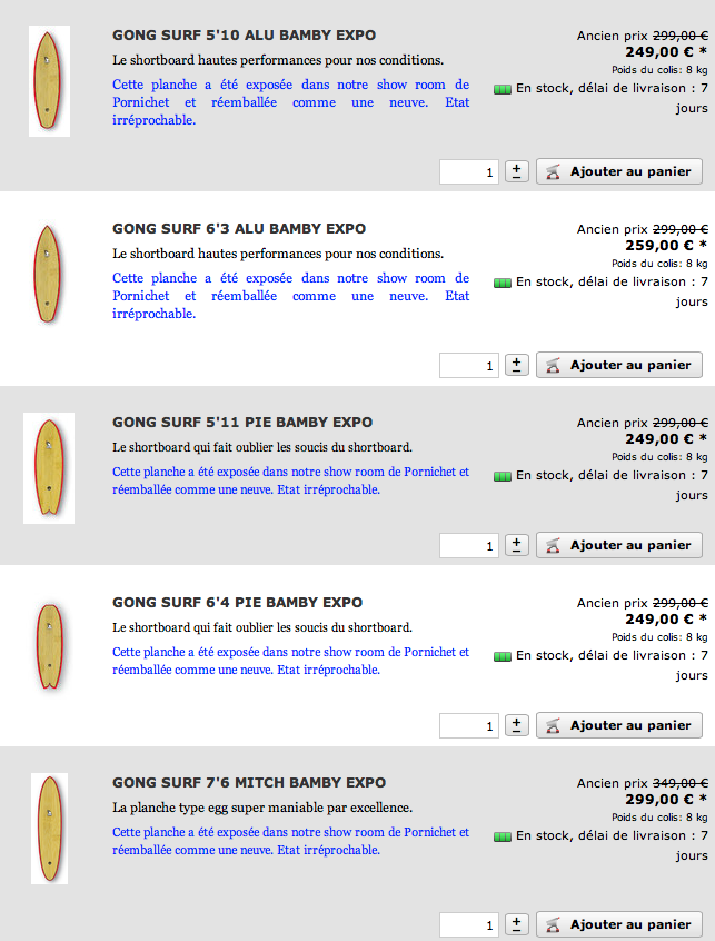 SHOP : bon plans Surfboards on line !!!