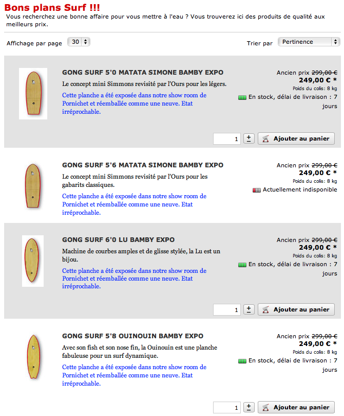 SHOP : bon plans Surfboards on line !!!