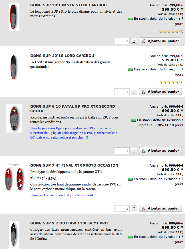SHOP : bons plans SUP !!!
