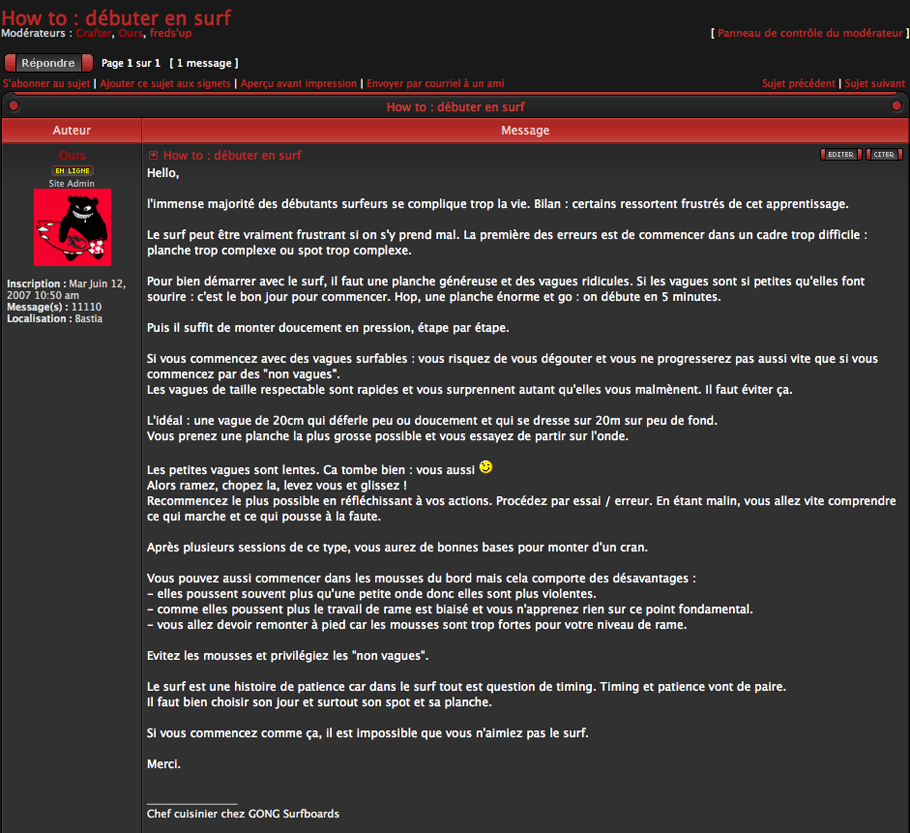 FORUM : débuter en surf !!!