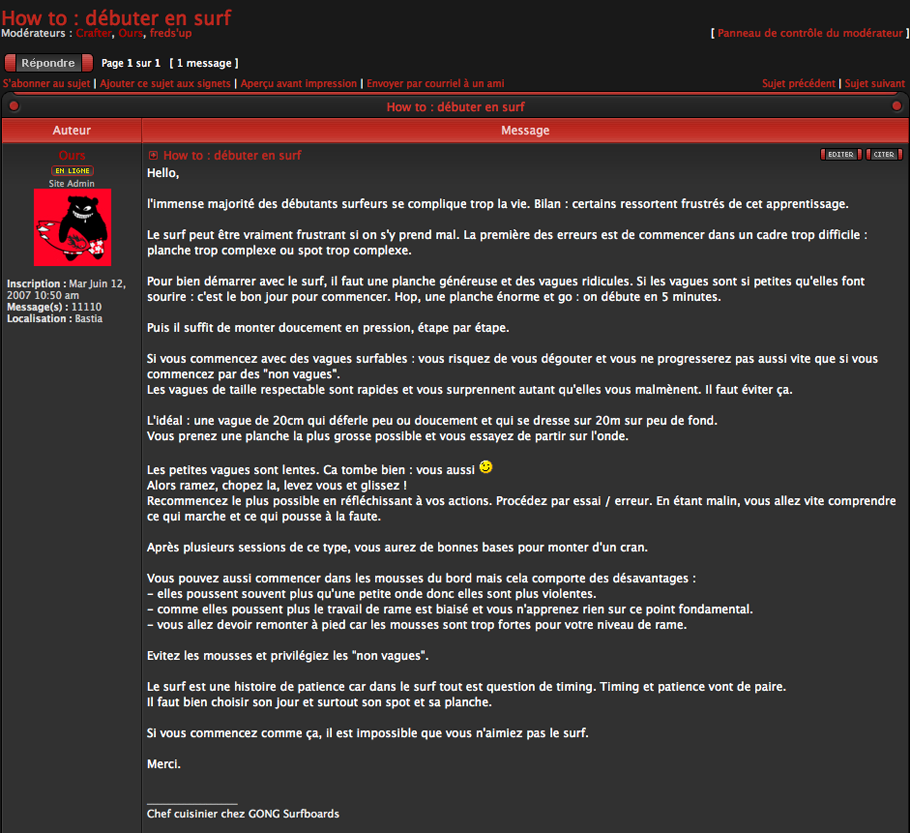 FORUM : débuter en surf !!!