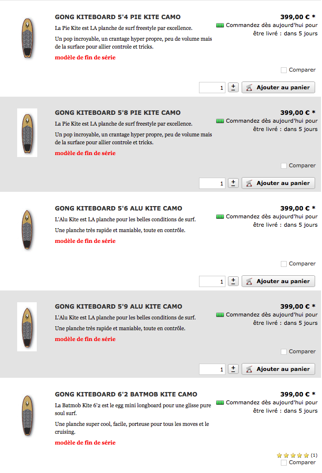 SHOP : fin de série !!!