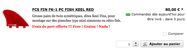 GEAR : FCS fin FK-1 PC fisk keel red !!!