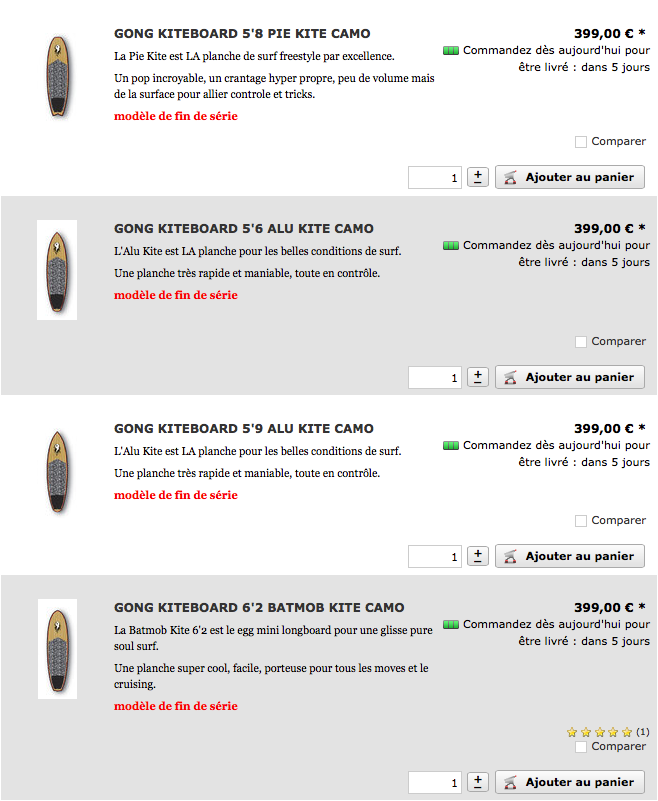 SHOP : fin de série !!!