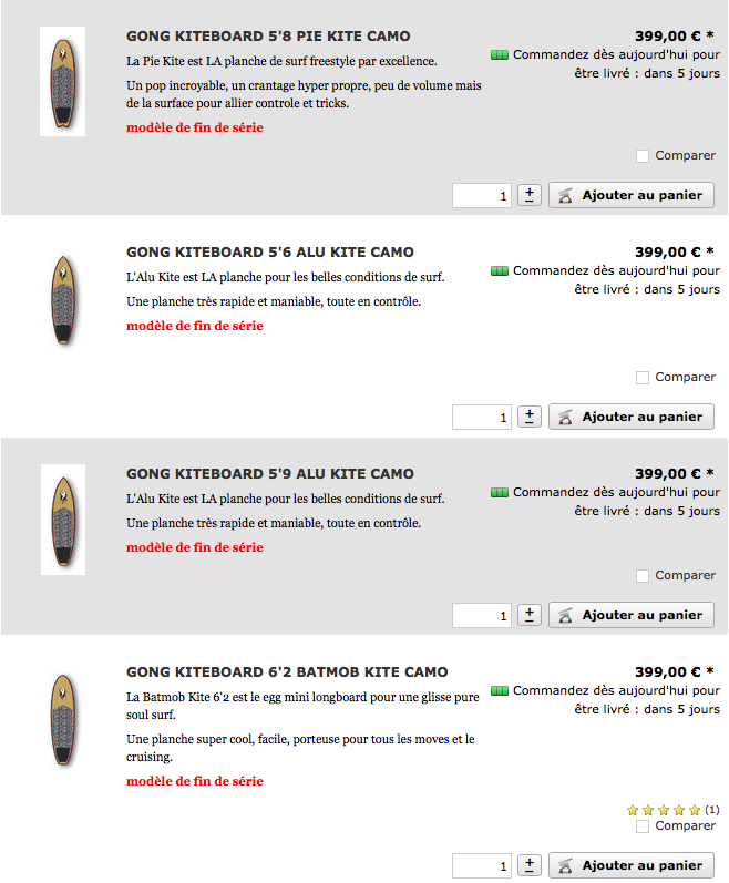 SHOP : fin de série !!!